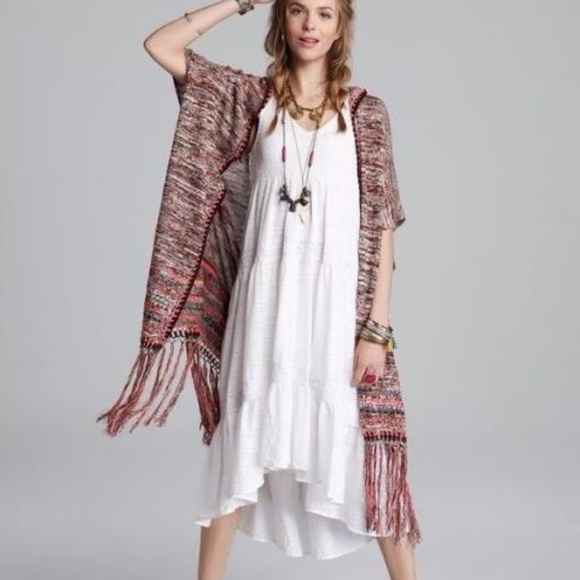 FREE PEOPLE Jungle Heat Hooded Fringe Cardigan - Picture 1 of 8